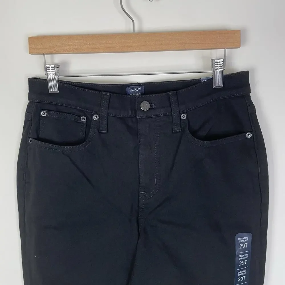 J. Crew Factory Tall Essential Straight Jean in All Day Stretch‎ 29T Black BT023